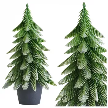 LEAN Artificial Decorative Christmas Tree in a Pot, Silver Finish, 32 x 12 cm