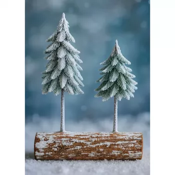 LEAN Kalėdinė kompozicija – eglutė ant kamieno su sniegu 34 x 28 cm