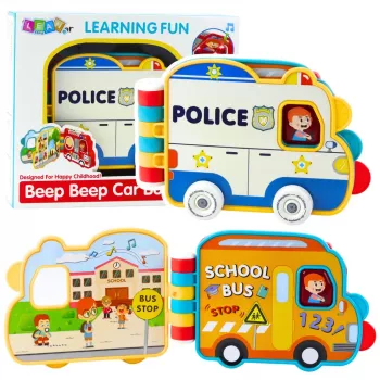 LEAN TOYS Interaktyvi edukacinė knygelė Transporto priemonės Šviesos Garsai Judantys elementai