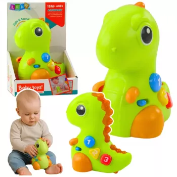 LEAN TOYS Interaktyvus žaislas mažiems vaikams Dinozauras ant ratukų su šviesomis ir garsais
