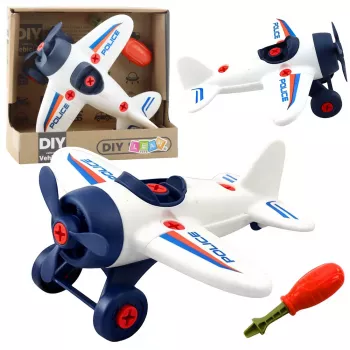 LEAN TOYS „Pasidaryk pats“ kūrybinis rinkinys: Atsuktuvinis lėktuvas, policinis atsuktuvas