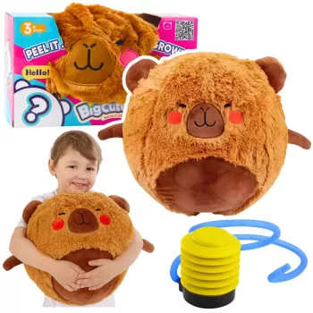 LEAN TOYS Šokinėjantis kamuolys Augantis pliušinis kapibaras Rudas su pompa 50 cm