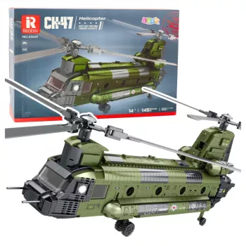 LEAN TOYS Construction Bricks Set Military Helicopter CH-47 Chinook 1451 pcs.