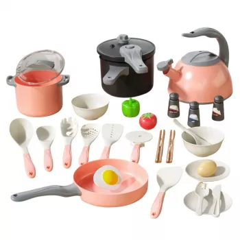LEAN TOYS Virtuvės rinkinys Puodai Maisto gaminimo aksesuarai Rožinis 32 vnt.