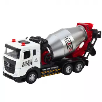 LEAN TOYS Betono maišyklė statybinė mašina su metaline kabina, besisukančiu būgnu, šviesomis ir garsais
