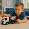 LEAN TOYS Betono maišyklė statybinė mašina su metaline kabina, besisukančiu būgnu, šviesomis ir garsais