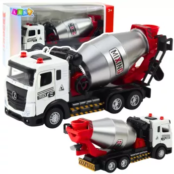 LEAN TOYS Betono maišyklė statybinė mašina su metaline kabina, besisukančiu būgnu, šviesomis ir garsais