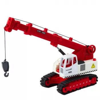 LEAN TOYS Crawler Crane su besisukančia kabina, šviesomis, garsu, metaliniu kabliu – 1:14 mastelio nuotoliniu valdymu valdomas statybinis kranas