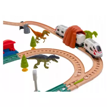 LEAN TOYS Dinosaur Park Electric Train Set with Lights and Sounds 76 cm