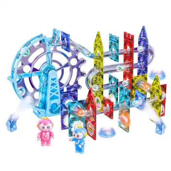 LEAN TOYS Magnetic Space Blocks Ball Track Luminous People 120 vnt.