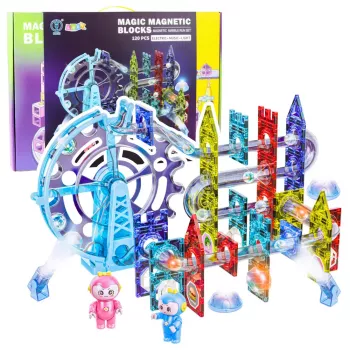 LEAN TOYS Magnetic Space Blocks Ball Track Luminous People 120 vnt.