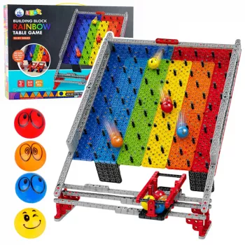 LEAN TOYS Rainbow Board Blocks Ball Track Slide Ball Catching Game 477 dalių