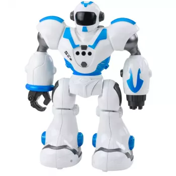 LEAN TOYS Interaktyvus nuotolinio valdymo robotas RC 16 funkcijų šviesos garsai mėlynas
