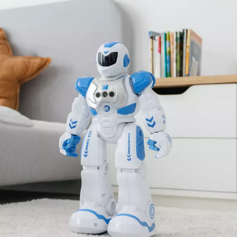 LEAN TOYS nuotoliniu valdymu mokomasis robotas RC kalbantis šokantis su šviesomis ir garsais mėlynas