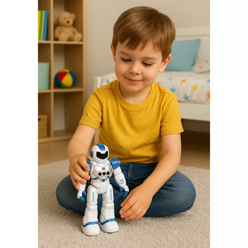 LEAN TOYS nuotoliniu valdymu mokomasis robotas RC kalbantis šokantis su šviesomis ir garsais mėlynas
