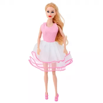 LEAN TOYS Rožinė spinta lėlėms su suknelėmis, batais ir aksesuarais