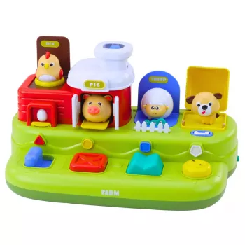LEAN TOYS interaktyvus lavinamasis žaislas mažiems vaikams - Pop-Up Animals Farm