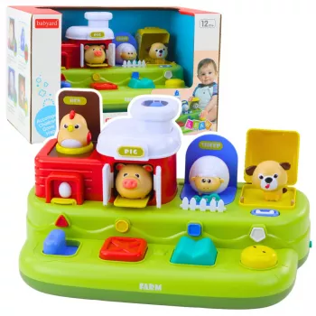 LEAN TOYS interaktyvus lavinamasis žaislas mažiems vaikams - Pop-Up Animals Farm