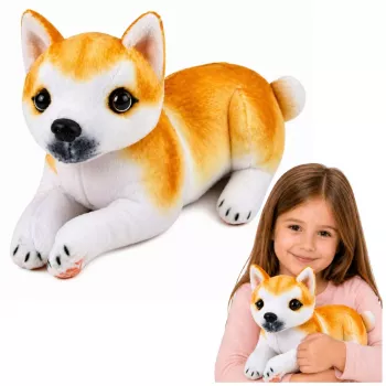 LEAN TOYS Plush Shiba Inu Dog Cuddly Toy Plush Toy Soft Dog 25 cm
