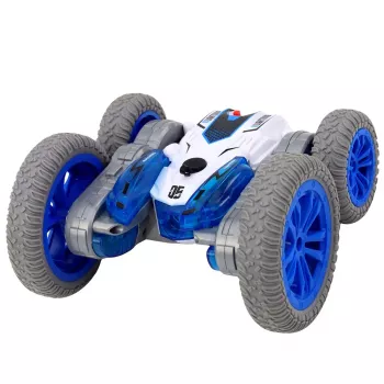 LEAN TOYS nuotoliniu valdymu triukų automobilis RC šviesos dūmai drift 360° mėlynas