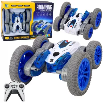 LEAN TOYS nuotoliniu valdymu triukų automobilis RC šviesos dūmai drift 360° mėlynas