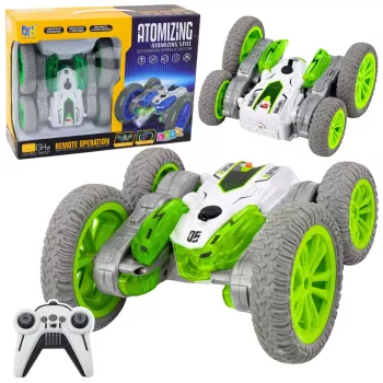 LEAN TOYS RC Triukų Automobilis su Šviesomis, Dūmų Efektu, Driftu 360° Žalia