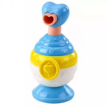 LEAN TOYS Voniai skirtas žaislų rinkinys su ančiuko formos muilo dozatoriumi ir puodeliu, mėlynas