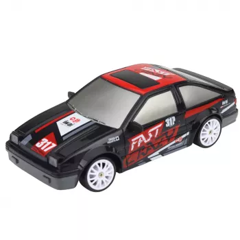 LEAN TOYS RC Coupe nuotoliniu valdymu driftinis automobilis su keičiamais ratais Juodas 1:24