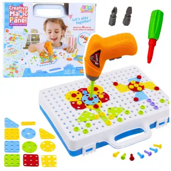 LEAN TOYS Mokomasis konstravimo rinkinys su atsuktuvu vaikams, 151 detalė