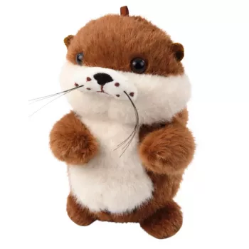 LEAN TOYS Plush Otter with Wiggle Tail and Squeak Sounds Keychain 12.5 cm