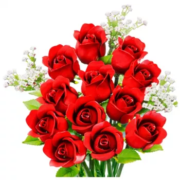 LEAN TOYS Construction Blocks Flower Bouquet Red Roses Gypsophila 952 dalių