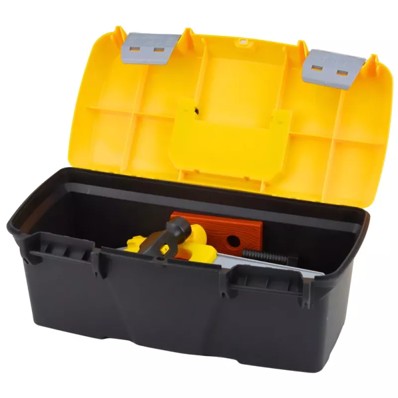 LEAN TOYS Įrankių rinkinys dėžutėje su baterijomis maitinamu atsuktuvu, 23 vnt.