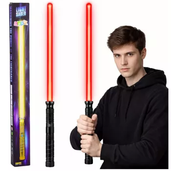 LEAN TOYS LED Laser Lightsaber su garsais, metaline rankena, 75 cm