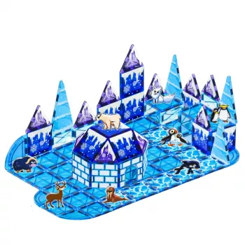 LEAN TOYS Magnetic Blocks Ice Land Animal Figures Blue 94 psl.
