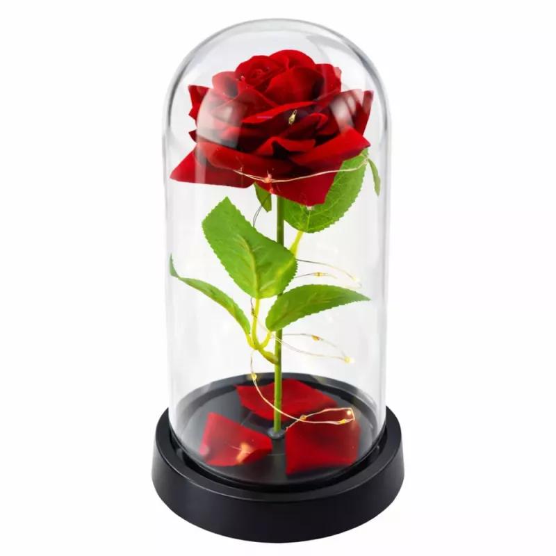 LEAN Eternal Rose in Glass Dome LED Lighting Red 21.5 x 11 cm