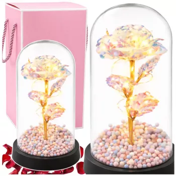 LEAN Eternal Rose in a Glass Dome LED Crystal Lighting 21.5 x 11 cm
