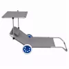 LEAN Garden Beach Deckchair on Wheels su sulankstomu stogeliu, aliuminis, pilkas