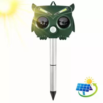 LEAN Solar Owl gyvūnų atbaidiklis su judesio davikliu, ultragarsu ir LED lemputėmis