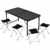LEAN Camping Furniture Set Folding Table 4 Stools Black Suitcase