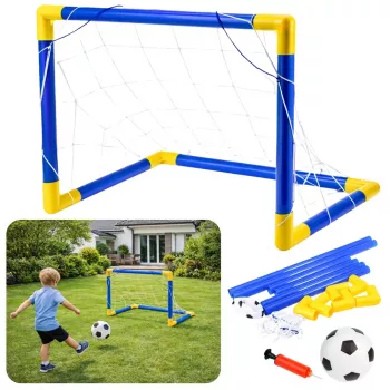 LEAN TOYS Sportinis rinkinys futbolui: vartai, kamuolys, pompa 62x40cm