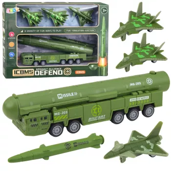 LEAN TOYS Military Set Truck Fighter Jets with Motorized Missile Launcher