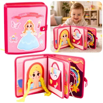 LEAN TOYS 3D Felt Princess Pink Sensorinis Lavinamasis Knygelė