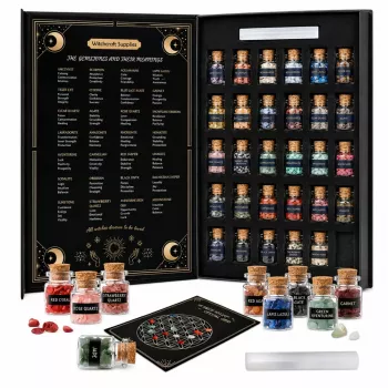 LEAN TOYS Rinkinys „Kristalai, mineralai ir brangakmeniai stiklainėliuose“ su knyga, 30 vnt.