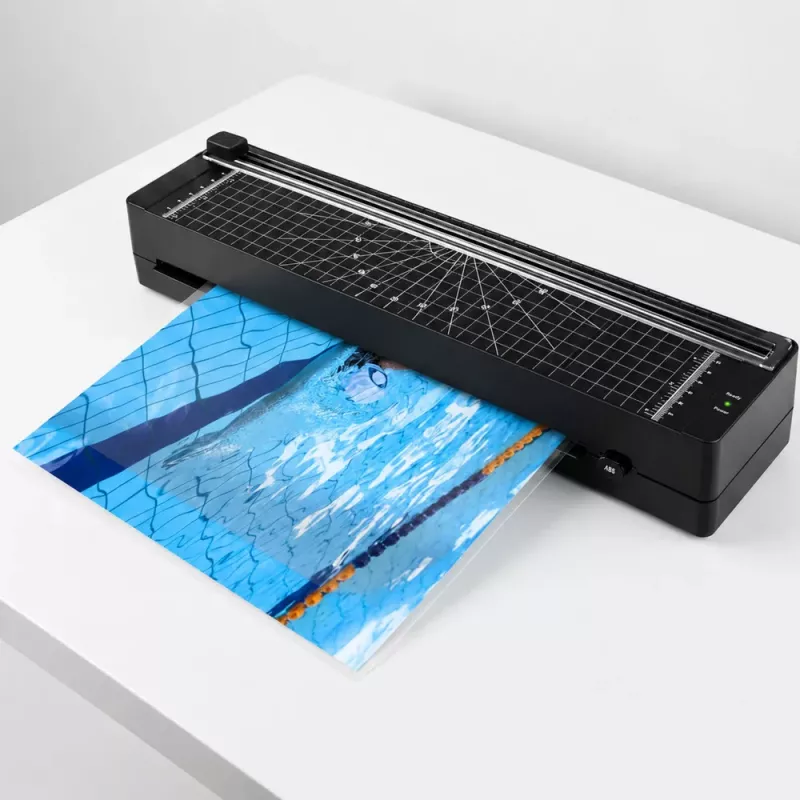 LEAN 3-in-1 Laminatorius su pjaustytuvu ir kampų apvalintuvu A3 nuotraukoms ir dokumentams, juodas