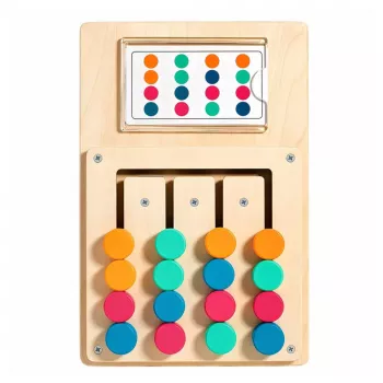 LEAN TOYS Wooden Logic Game Color Matching Puzzle Cards with Patterns 12pcs