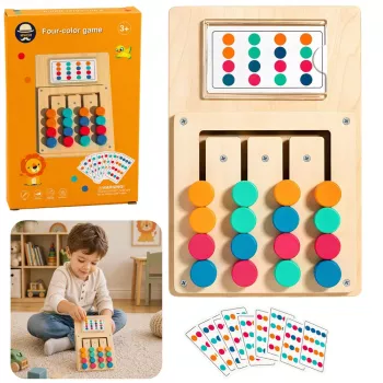 LEAN TOYS Wooden Logic Game Color Matching Puzzle Cards with Patterns 12pcs