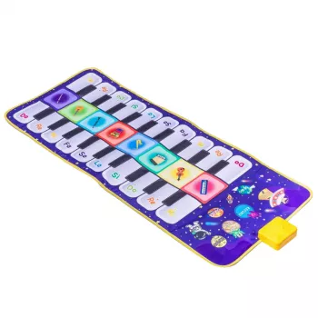 LEAN TOYS Muzikinis edukacinis šokių kilimėlis su pianinu Space 120 x 48 cm
