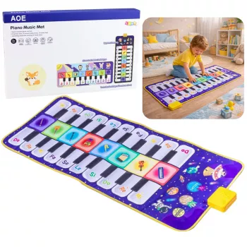 LEAN TOYS Muzikinis edukacinis šokių kilimėlis su pianinu Space 120 x 48 cm
