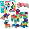 LEAN TOYS Minkštieji sensoriniai silikoniniai konstruktoriaus blokeliai spalvoti 80 vnt.