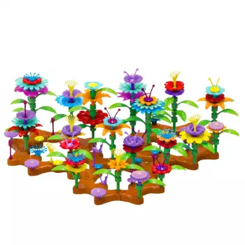 LEAN TOYS DIY Flowers Colorful Garden Construction Blocks Set 148 vnt.